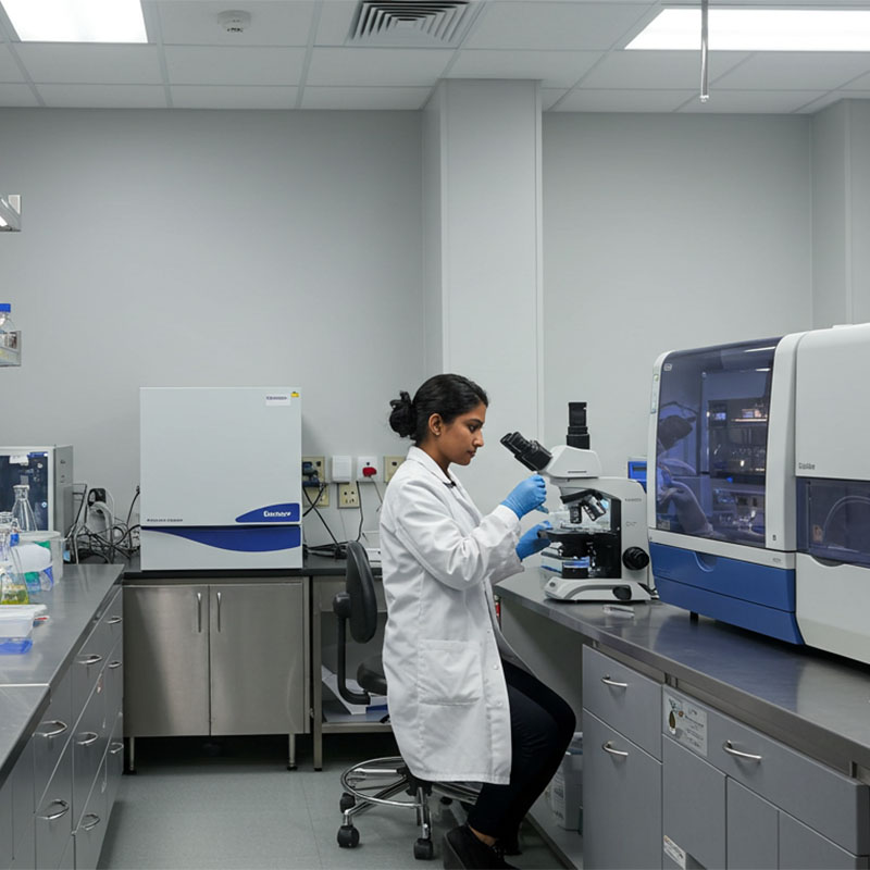 Profesional de laboratorio realizando una investigación